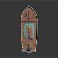 Colorful Cartoon Style Toy Boat With Red Flag Chimney And Lifebuoy Decorations