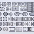 New Chinese Style Hollow Window Carved Pattern Hollow Window Grillwork Wall Grillwork Window Antique Leaking Window Pane Decorations 3d model