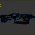 Futuristic Sci Fi Weapon With Green Glowing Accents And Sleek Black Design
