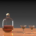 Wine Wine Wine Cocktail Glass Wine Bottle 3d model