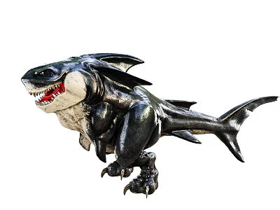 Mythical Shark Like Creature With Sharp Teeth Claws And Armored Skin 3d model