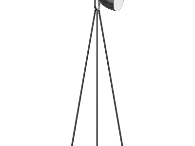 Modern Tripod Floor Lamp with Black Metal Stand and Silver Adjustable Shade 3d model