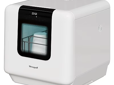 Whirlpool White Kitchen Dishwashing Appliance With Transparent Door And Digital 3d model