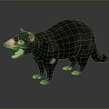 Black Bodied Game Movie Character With Pink Nose Red Ears And Open Mouth
