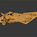 Golden Polygonal Deer Sculpture With Abstract Geometric Design And Shiny Surface