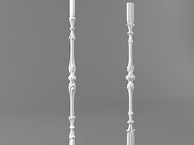 Elegant White Decorative Balustrade With Classical Carved Patterns And Ornate Details 3d model
