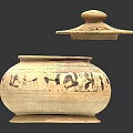 Ancient Traditional Clay Pot With Ornate Lid And Detailed Animal Motifs