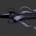 3D Dragon Model with Black White Body Curved Tail and Horned Head