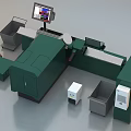 Green Modern Industrial Equipment With Control Panel Display Screen Storage Cabinets And Waste Bins
