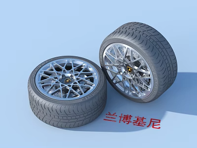 Lamborghini High Performance Tires With Silver Alloy Spoke Design Stylish Wheels 3d model