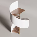 Modern Spiral Staircase With White Railing Wooden Steps And Metallic Frame