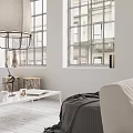 Bright Airy Minimalist Living Room With Large L Shaped Sofa And Light Wood Coffee Table