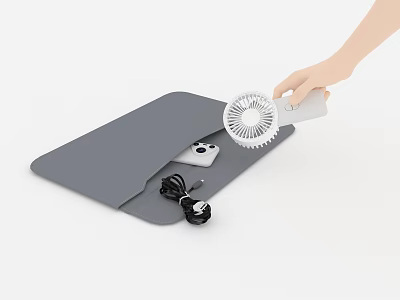 Laptop Accessories Storage Mat Organizing Fan Phone Charging Cable And Charger 3d model