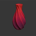 Red Twisted Ceramic Vase With Shiny Reflective Surface For Home Interior Decor 3d model