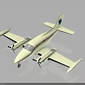 Light Colored Twin Propeller Model Airplane With Round Windows And Tail Logo