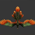 Fantasy Phoenix Sculpture With Green Red Feathers And Flame Spread Wings