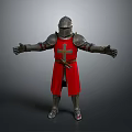 Man In Silver Armor With Red Robe And Cross Symbol Standing With Arms Outstretched