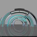 Modern Event Gateway With Arched Blue Illuminated Structure And Tech Design