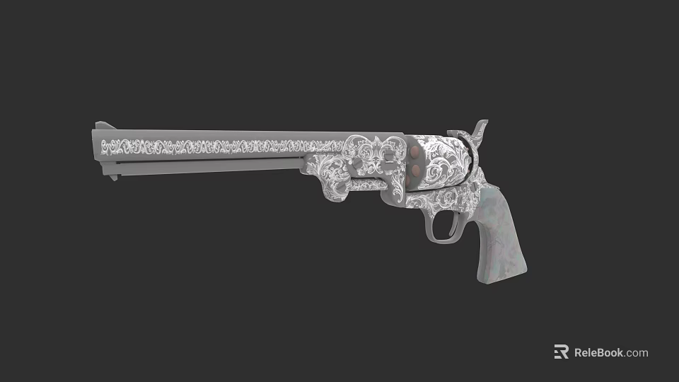 Intricately Engraved Revolver With Decorative Patterns And Classic Design 3d model 