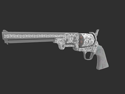 Intricately Engraved Revolver With Decorative Patterns And Classic Design 3d model