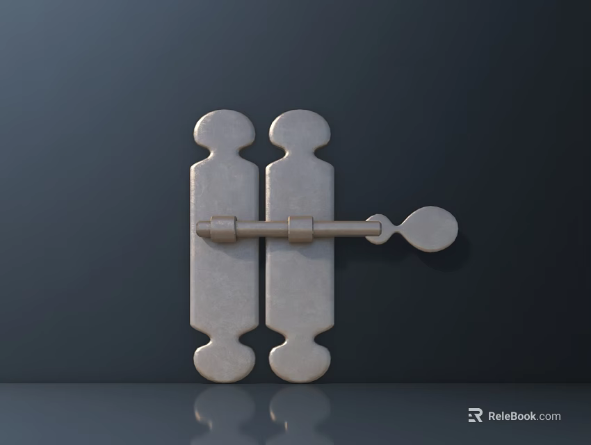 Vintage Silver Door Handle With Symmetrical Design On Dark Background Surface 3d model