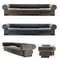 Modern Multi Seater Sofa With Curved Armrests And Plush Upholstery Design