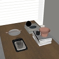 Modern Ornaments Combination Cup Mirror Kitchen Utensils Books 3d model