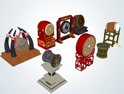Chinese Drum Landscape Sick Sick Drum 3d model Chinese Drum Landscape Sick Sick Drum 3d model