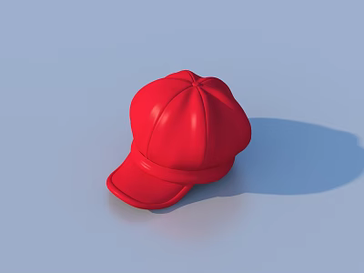 Red Baseball Cap With Smooth Texture On Blue Background For Stylish Look 3d model