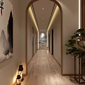 Elegant Beauty Salon Interior with Treatment Beds Landscape Paintings and Circular Decor