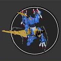 Detailed Blue Dragon Figurine With Yellow Horns Tail And Pink Claws On Black Base