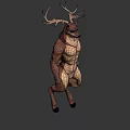 Game Movie Character Deer Human Hybrid With Muscular Build And Antlers On Green Background