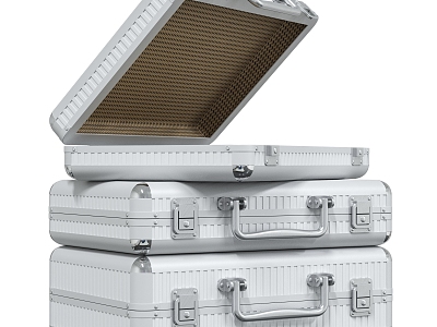 Modern white metal suitcase 3d model