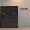 Minotti Modern Black Kitchen Appliances With Integrated Hob And Storage Cabinet