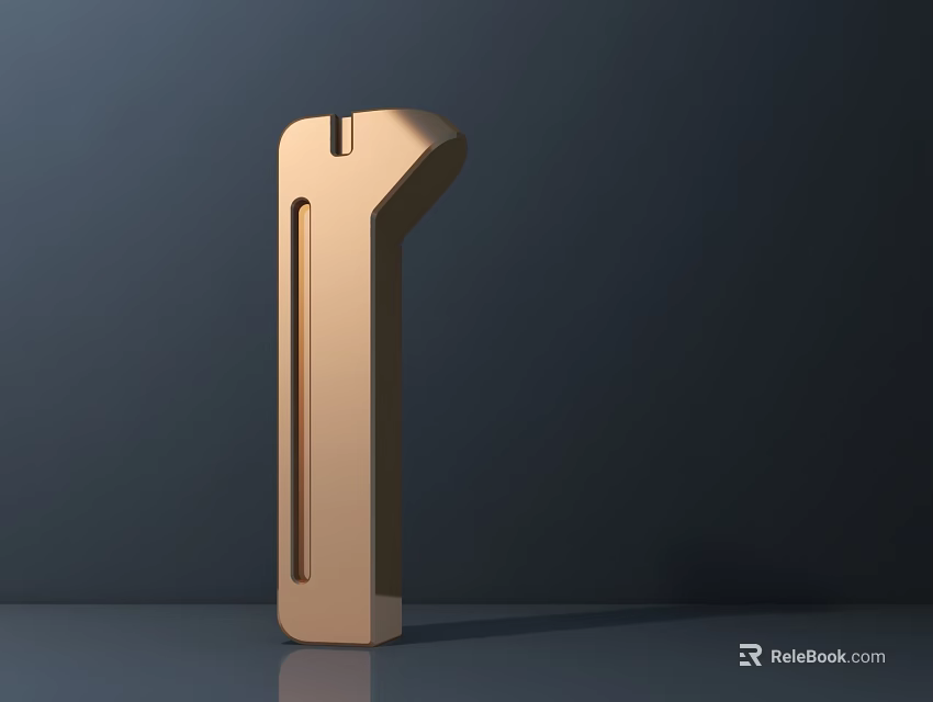 Modern Golden Table Lamp With Sleek Vertical Base And Curved Arm Design 3d model 
