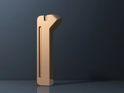 Modern Golden Table Lamp With Sleek Vertical Base And Curved Arm Design 3d model