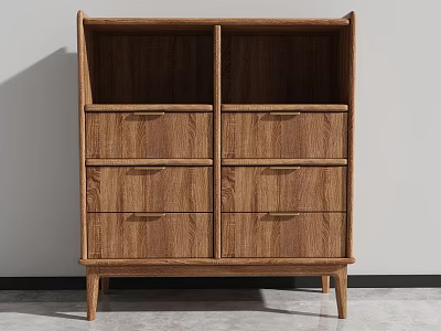 Modern Wooden Chest of Drawers With Multiple Storage Drawers And Open Upper Compartments 3d model