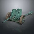 Vintage Green Wheeled Artillery Cannon With Old Historical Military Design