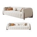 Modern Multiplayer Sofa Cream Multiplayer Sofa 3d model