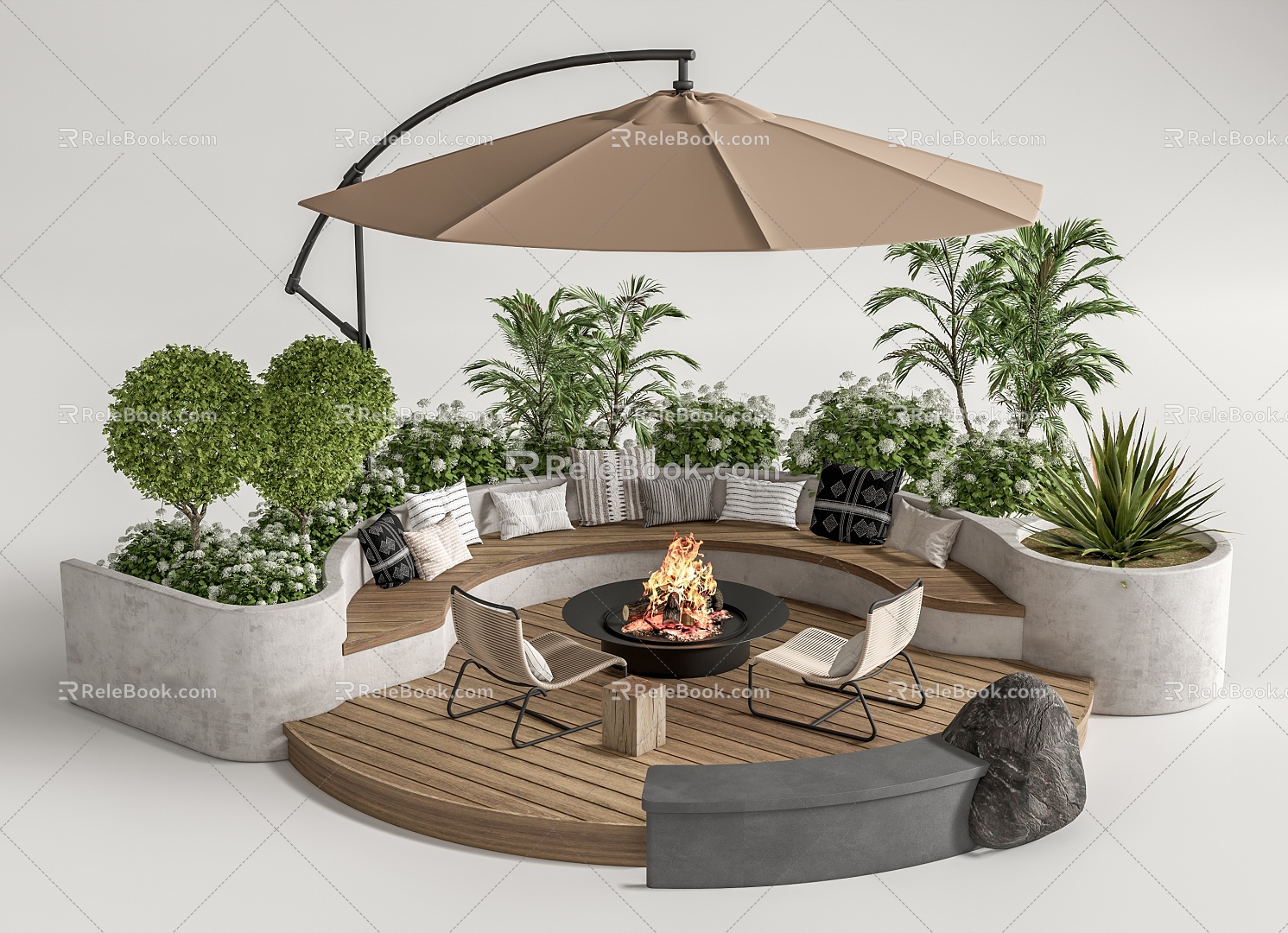 Modern Outdoor Chair Outdoor Sofa Patio Sofa Card Seat Sofa Plant Combination Patio Landscape Fireplace model