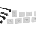 Various White Switch Panels With Black Plugs For Home Electrical Accessories 3d model