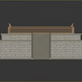 Ancient Architectural Scenery Featuring Square Platform Red Tiled Roof Golden Edge And Gray Stone Ramp