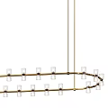 Modern Circular Chandelier With Gold Metal Frame And Glass Lamps