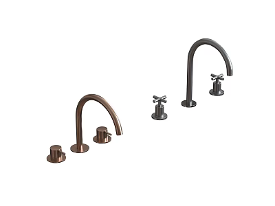 Various Design Faucets with Curved Spout Two Handle and Brushed Bronze Finish 3d model