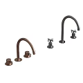 Various Design Faucets with Curved Spout Two Handle and Brushed Bronze Finish