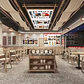 Quick Hunan Changde Rice Noodle Restaurant With Red Blue Signage Glass Facade And Displayed Dishes