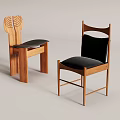 Stylish Contemporary Wooden Single Chairs With Black Seats And Unique Backrest Designs