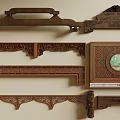 New Chinese-style Carved Cross-beam Wood Beam Ancient Building Component Carved Lintel Post 3d model