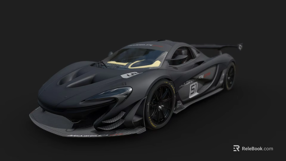 Black High Performance Racing Car with Aerodynamic Design Rear Wing Alloy Wheels And Sporty Decals 3d model 