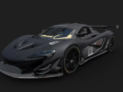 Black High Performance Racing Car with Aerodynamic Design Rear Wing Alloy Wheels And Sporty Decals 3d model